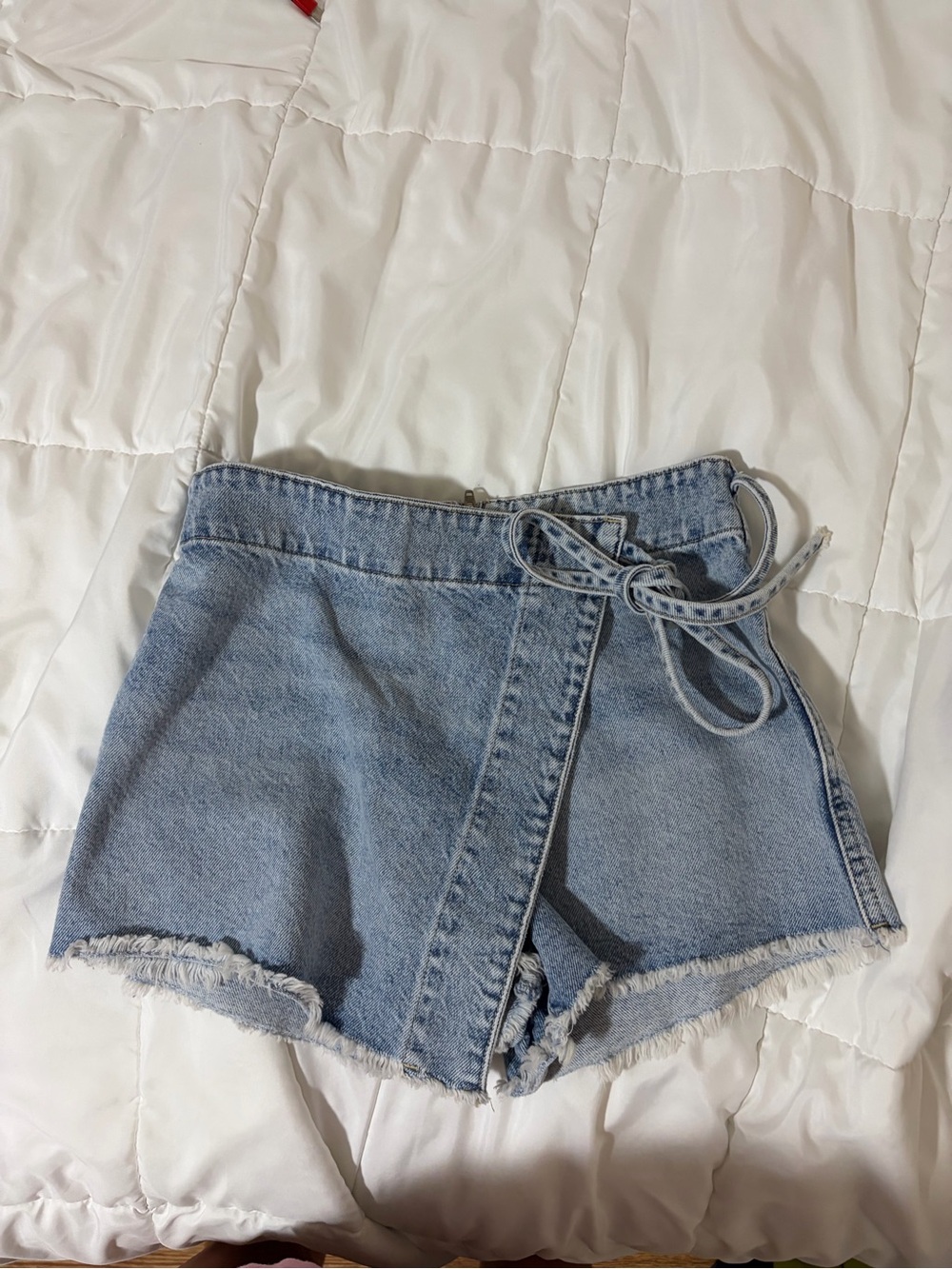 We The Free Light Blue Denim Skort Shorts